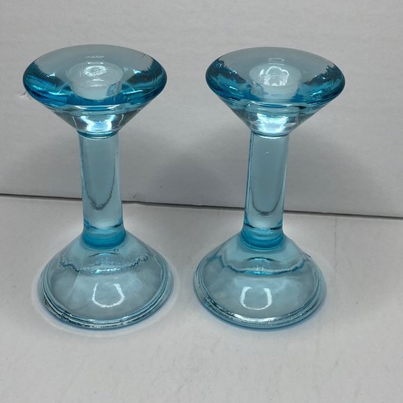 IKEA Accents Ikea Blue Glass Candle Stick Holder Martini Glass